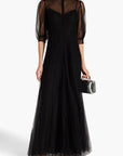 VALENTINO GARAVANI Gathered pintucked tulle midi dress