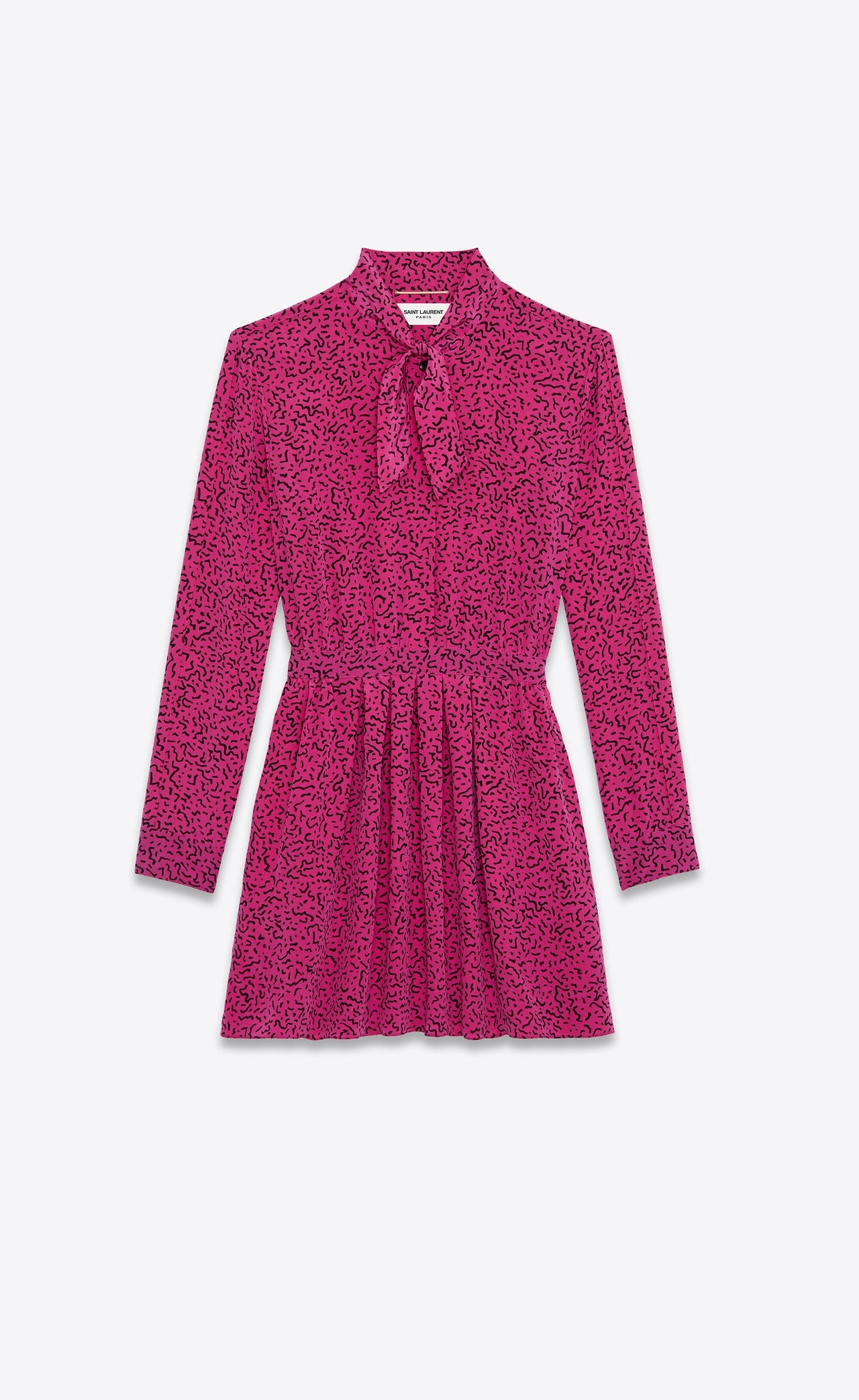 ganni barra crepe dress pink GANNI Barra Floral Printed Crepe Wrap Dress Sz 36 Hot Pink with Black Floral
