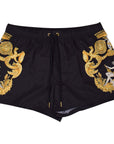 VERSACE. Black/Gold Barocco Swim Shorts