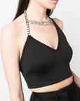 AREA . Embellished Halter Top
