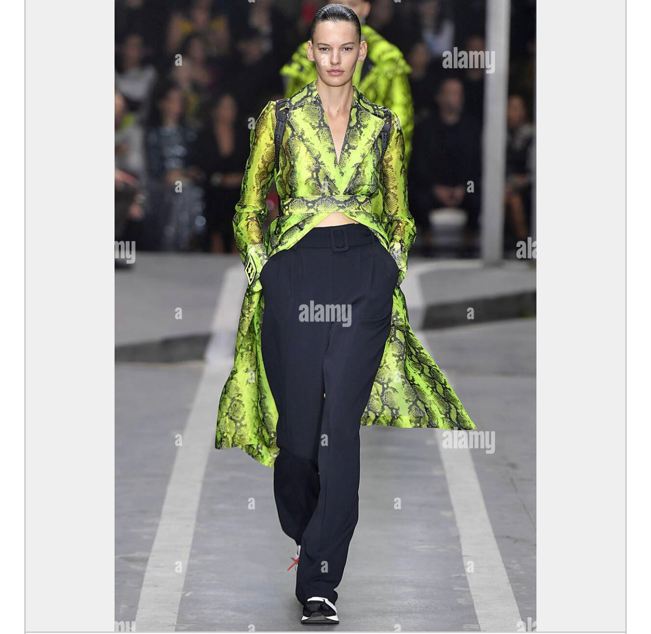 off-white python-print trench coat