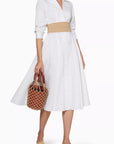 STUID . COTTON-DRESS IN WHITE/ SAND